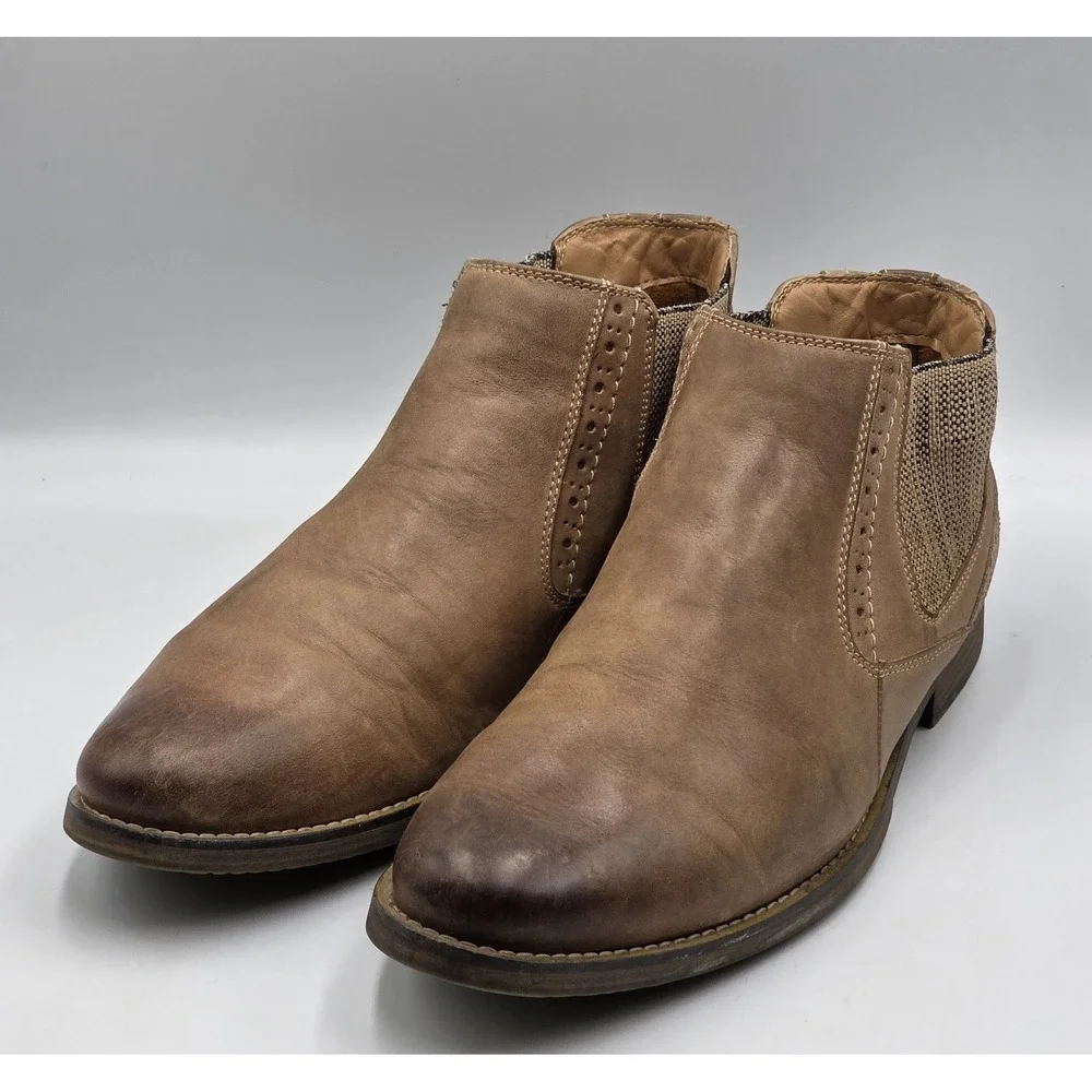 Steve Madden Paxton Chelsea Boots Mens 11.5 Distressed Brown Leather